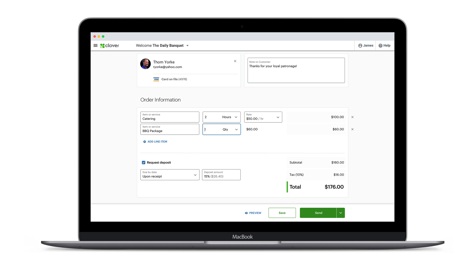 Create invoice screen on web
