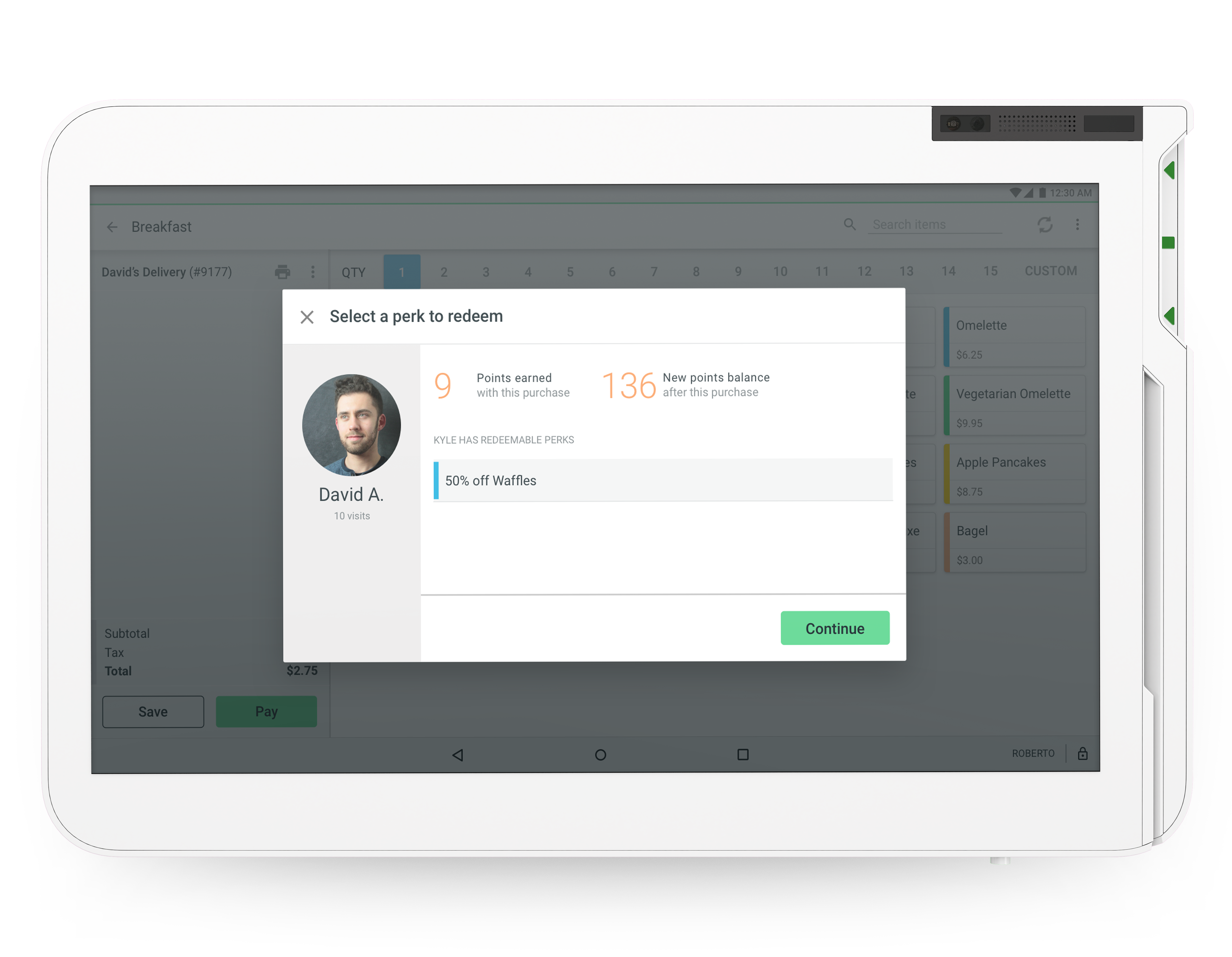 Customer picker perk selection