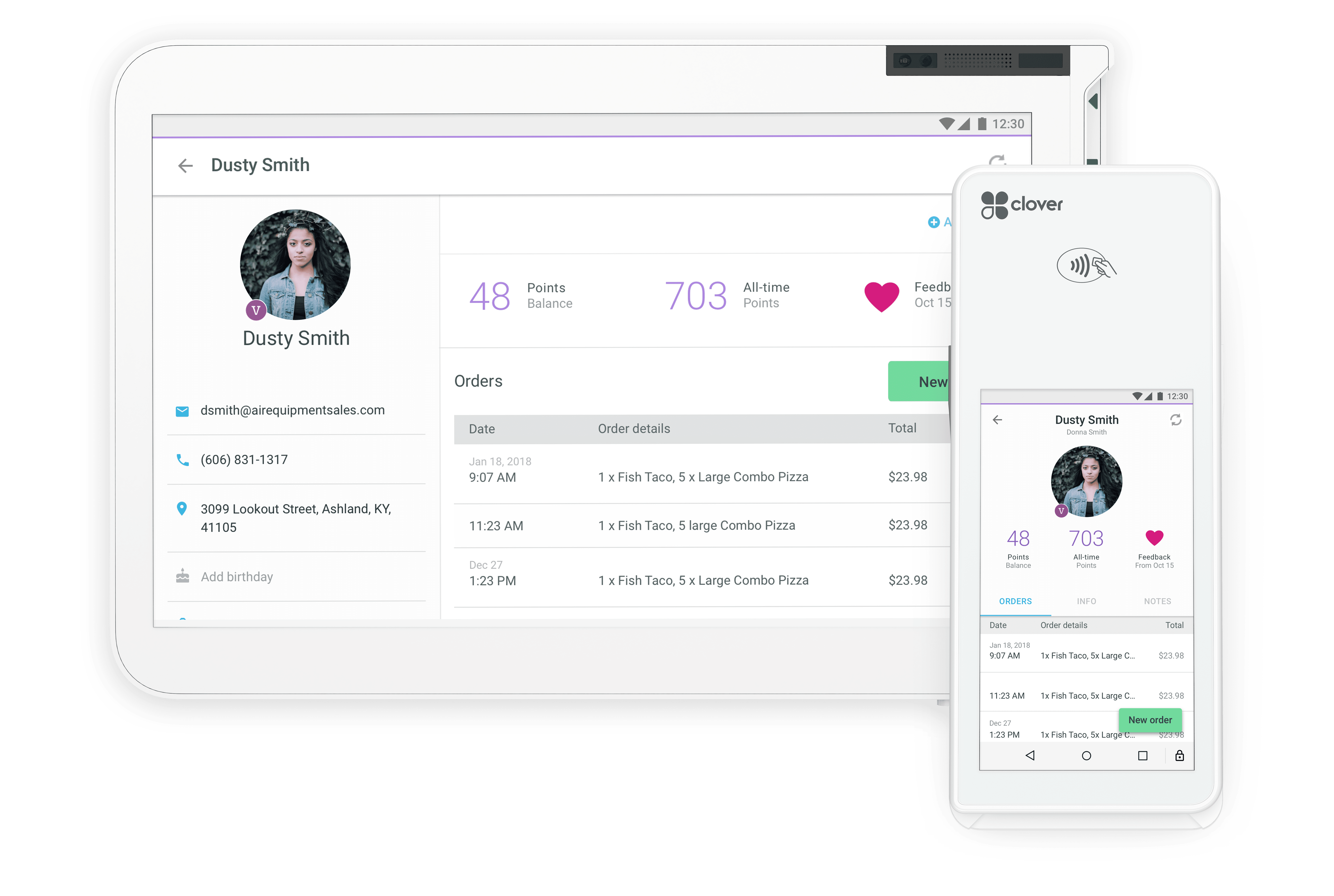 Customers app on device