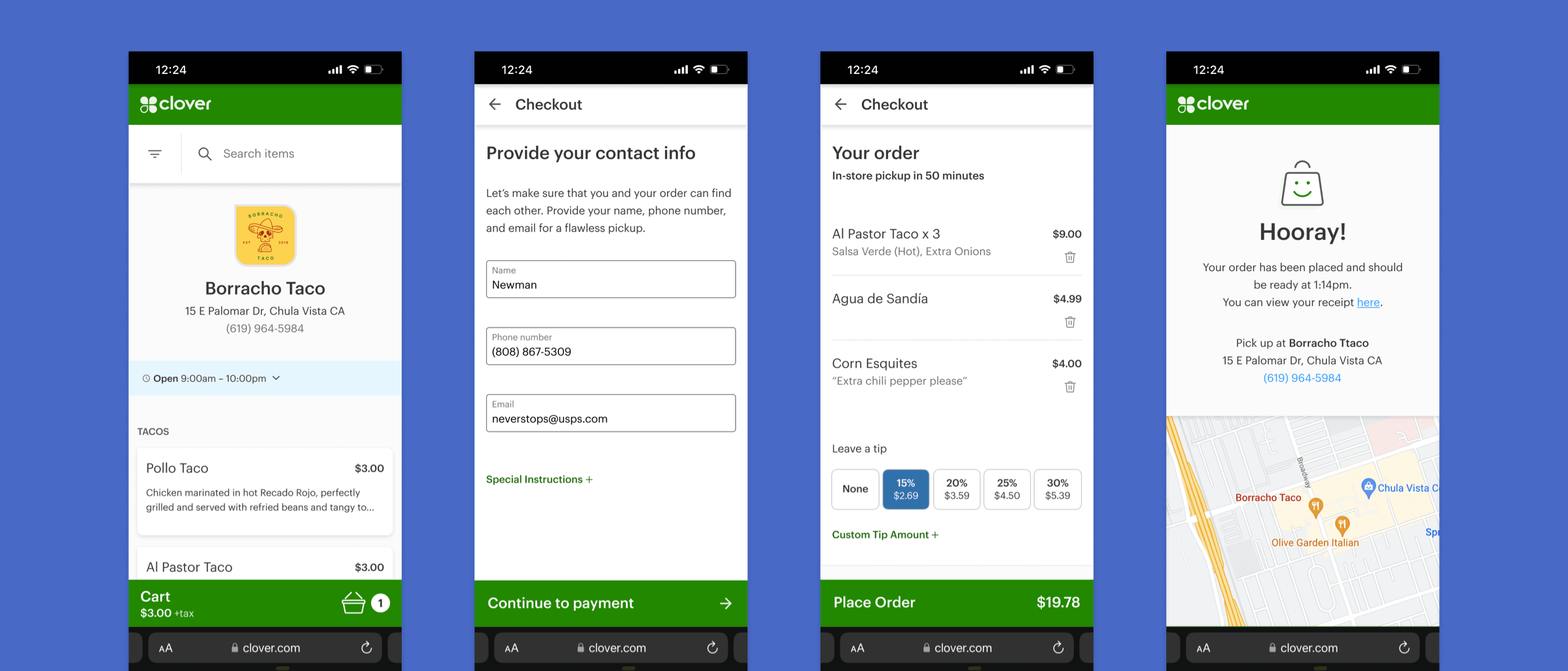 The MVP flow for pickup orders